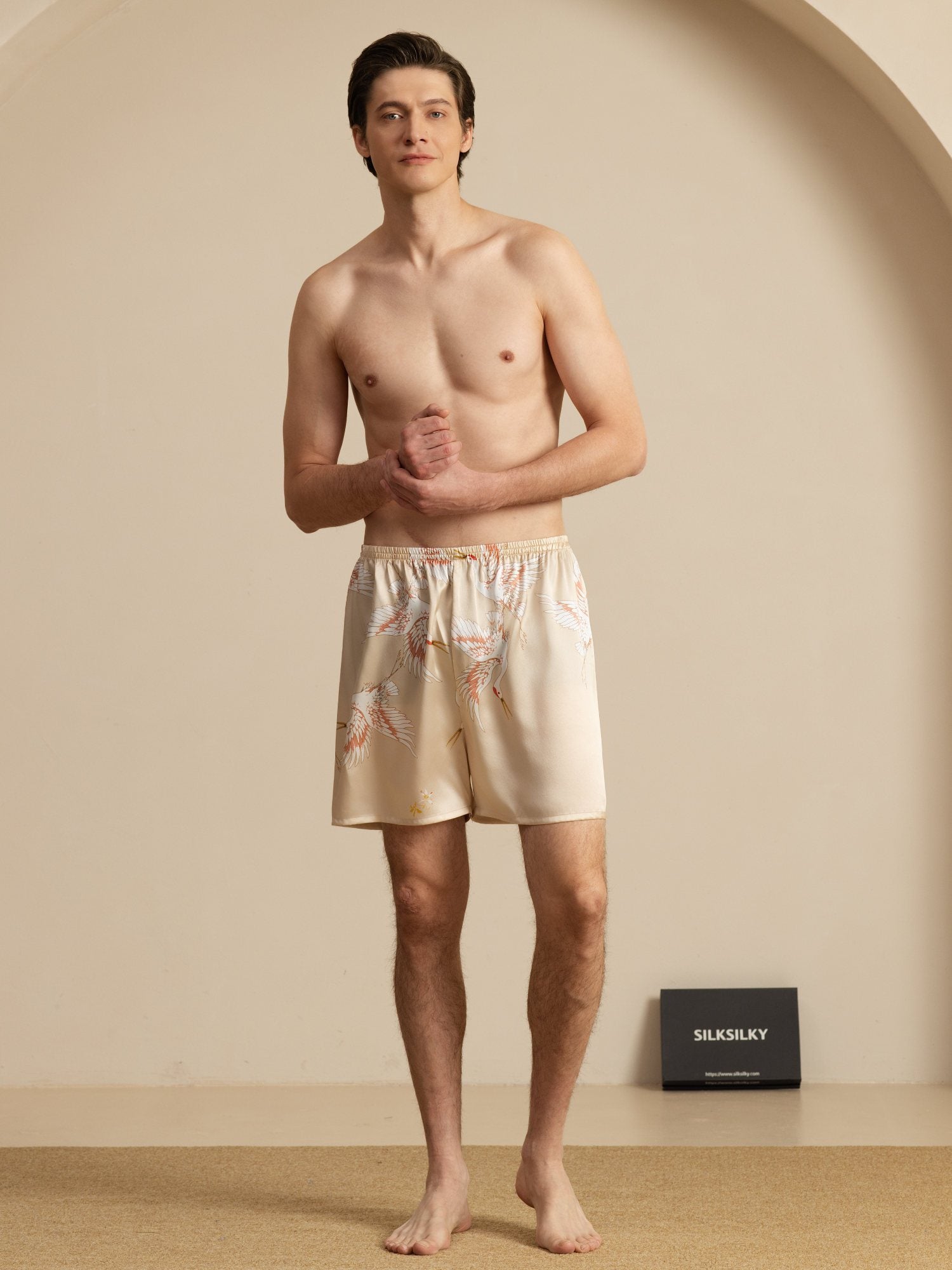 [Champagne] SilkSilky-UK 19Momme Mens Sleep Bottoms 004