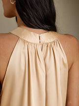 [Champagne] SilkSilky-UK Sleeveless Halter Women's T-Shirt 005