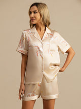 [Champagne] SilkSilky-UK Short Sleeve Lapel Collar Women's Pyjamas 004