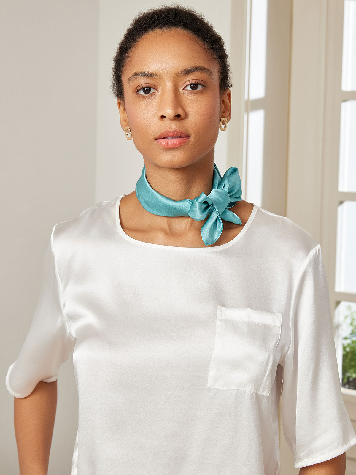 [Teal] SilkSilky-UK Pure Silk Scarf 004