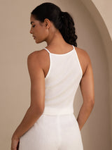[White] SilkSilky-UK Sleeveless Crew Neck Camisole 002