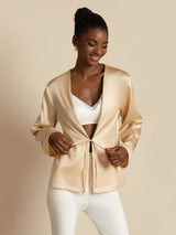 [Champagne] SilkSilky-UK 19Momme Stretch Silk Charmeuse Long Sleeve Women's Outerwear 005