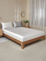 [LightGray+White] SilkSilky-UK 19Momme Bed Linen Set 001