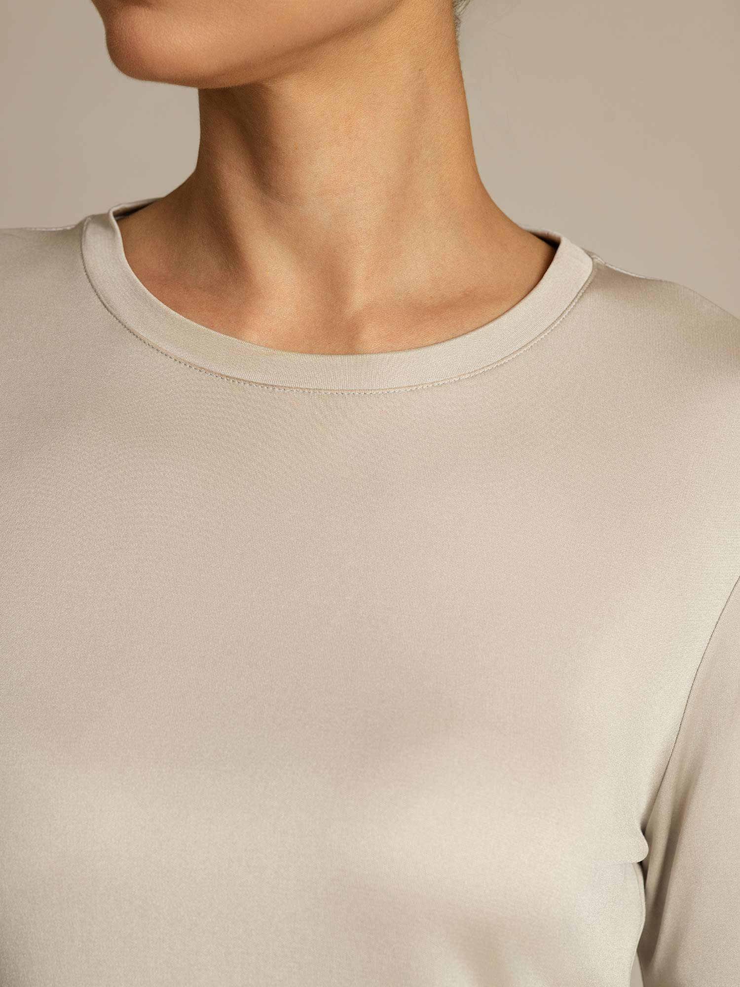 [Gray] SilkSilky-UK Pure Silk Womens T-Shirt 004,