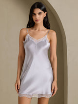 [Silver] SilkSilky-UK Spaghetti Strap Sweetheart Neck Nightdress 001