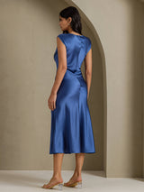 [Real Teal] SilkSilky-UK Cap Sleeve Dress 002