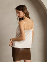 [Beige] SilkSilky-UK Spaghetti Strap Cowl Neck Camisole 002