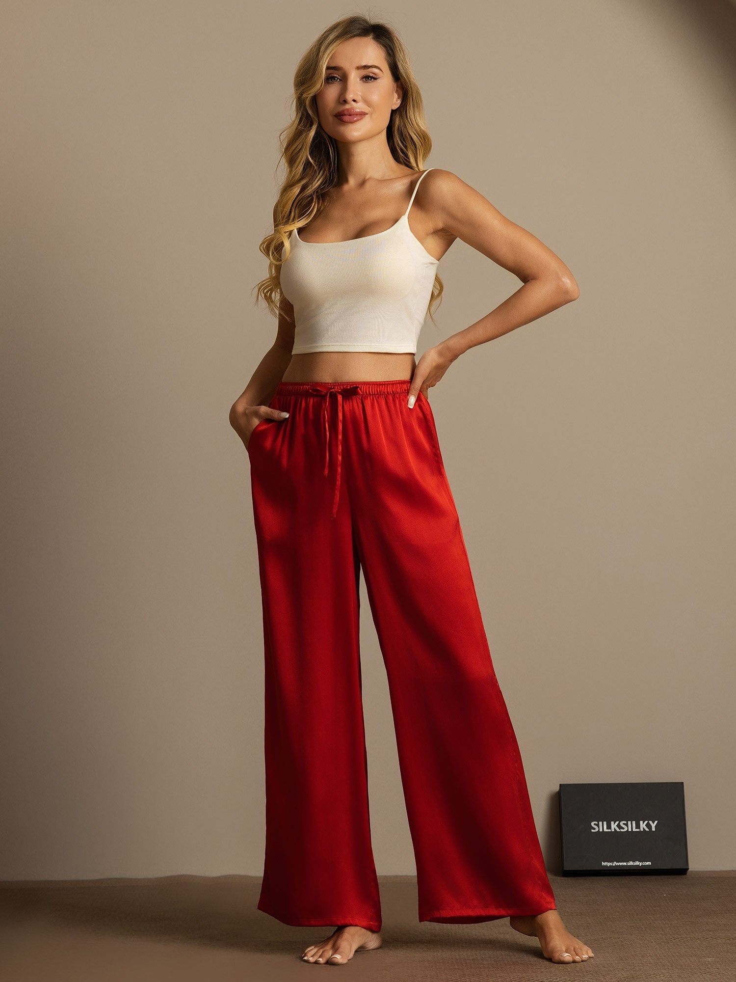 [Wine] SilkSilky-UK Pure Silk Womens Pants 003