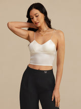 [White] SilkSilky-UK Spaghetti Strap V Neck Camisole 006