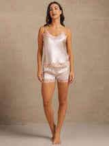 [Pink] SilkSilky-UK Spaghetti Strap V Neck Camisole Set 006