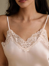 [Pink] SilkSilky-UK Spaghetti Strap V Neck Nightdress 004