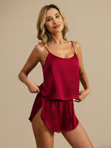 [Wine] SilkSilky-UK Spaghetti Strap Camisole Set 004