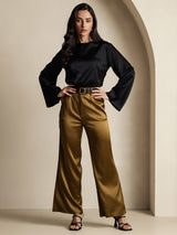 [Black] SilkSilky-UK Long Sleeve Boat Neck Blouse 007