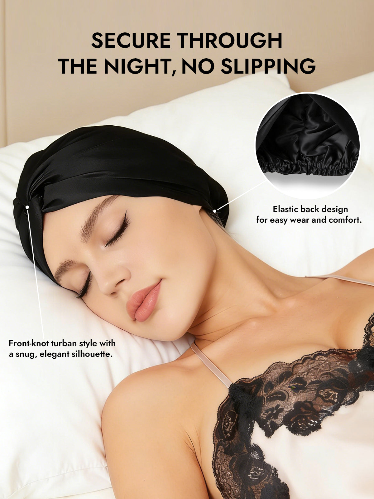 [Black] SilkSilky-UK Sleep Cap 006