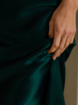 [Dark Green] SilkSilky-UK Spaghetti Strap V Neck Dress 005