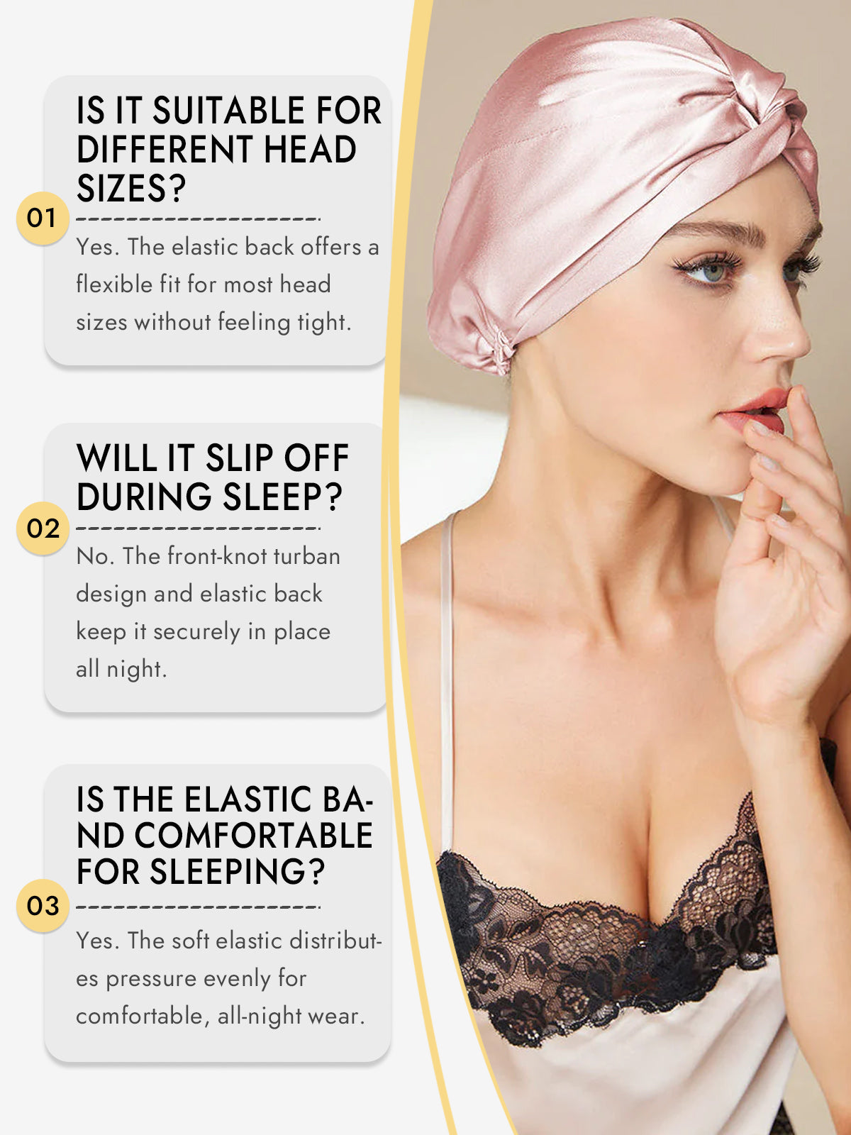 [Pink] SilkSilky-UK Pure Silk Sleep Cap 007