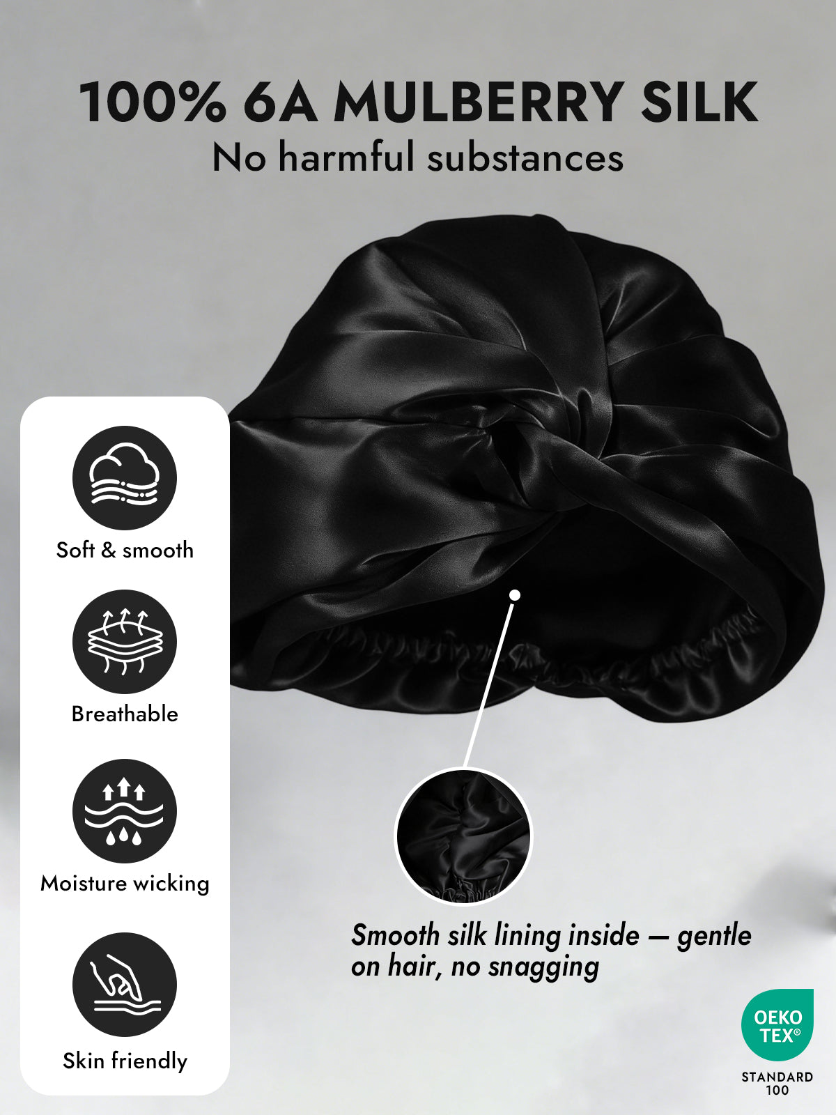 [Black] SilkSilky-UK Sleep Cap 004