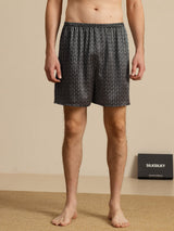 [Black Ginkgo] SilkSilky-UK Men's Sleep Shorts 003