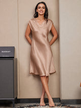 [Tuscany] SilkSilky-UK Cap Sleeve V Neck Dress 004
