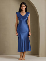[Real Teal] SilkSilky-UK Cap Sleeve Dress 001