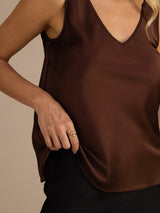[Coffee] SilkSilky-UK Sleeveless V Neck Camisole 004
