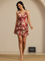 [Wine Dragon] SilkSilky-UK Spaghetti Strap V Neck Camisole Set 007