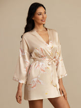 [Champagne] SilkSilky-UK 3/4 Sleeve Women's Dressing Gown 003