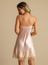 [Pink] SilkSilky-UK Spaghetti Strap V Neck Nightdress 002