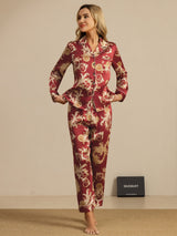 [Wine Dragon] SilkSilky-UK Long Sleeve Lapel Collar Women's Pyjamas 006