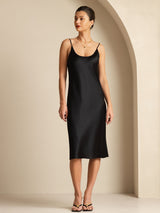 [Black] SilkSilky-UK Spaghetti Strap U Neck Dress 001