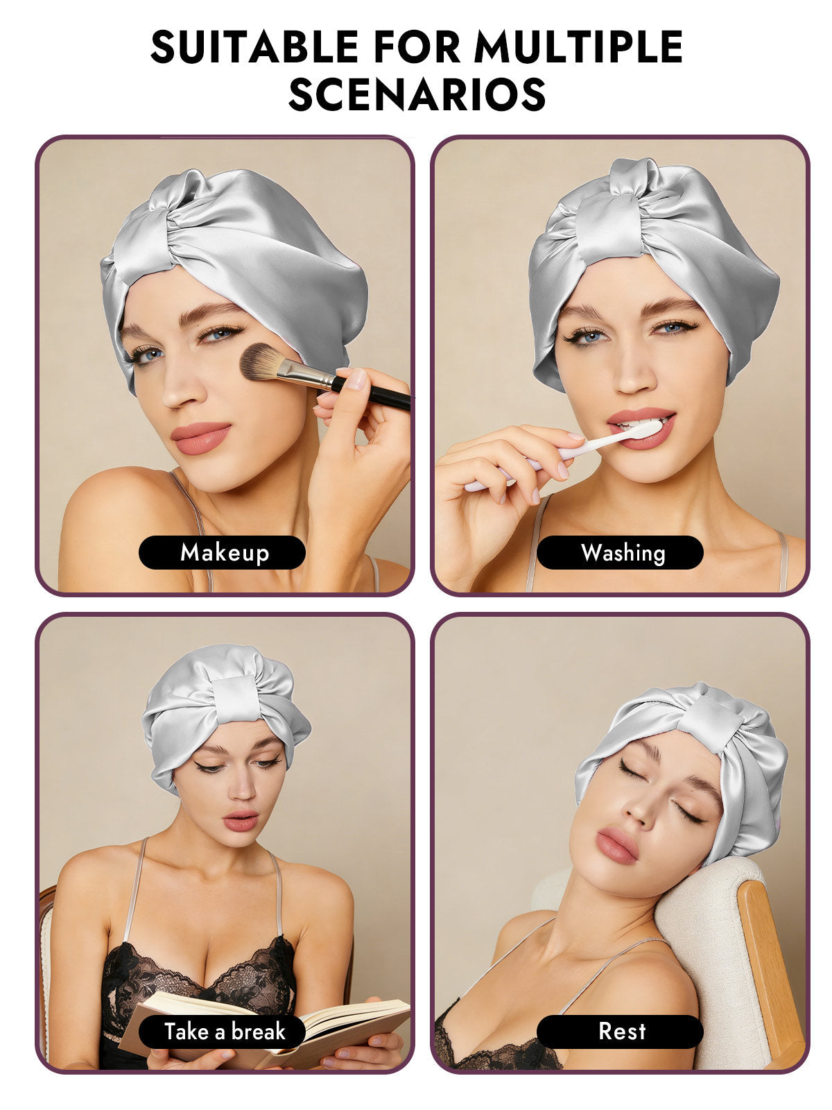 [Silver] SilkSilky-UK Sleep Cap 006