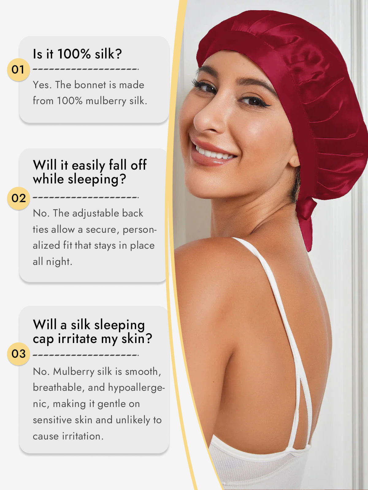 [Wine] SilkSilky-UK Pure Silk Sleep Cap 006