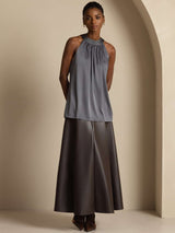[Dark Gray] SilkSilky-UK Sleeveless Halter Women's T-Shirt 003