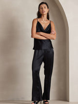 [Black] SilkSilky-UK Spaghetti Strap Cowl Neck Camisole 006