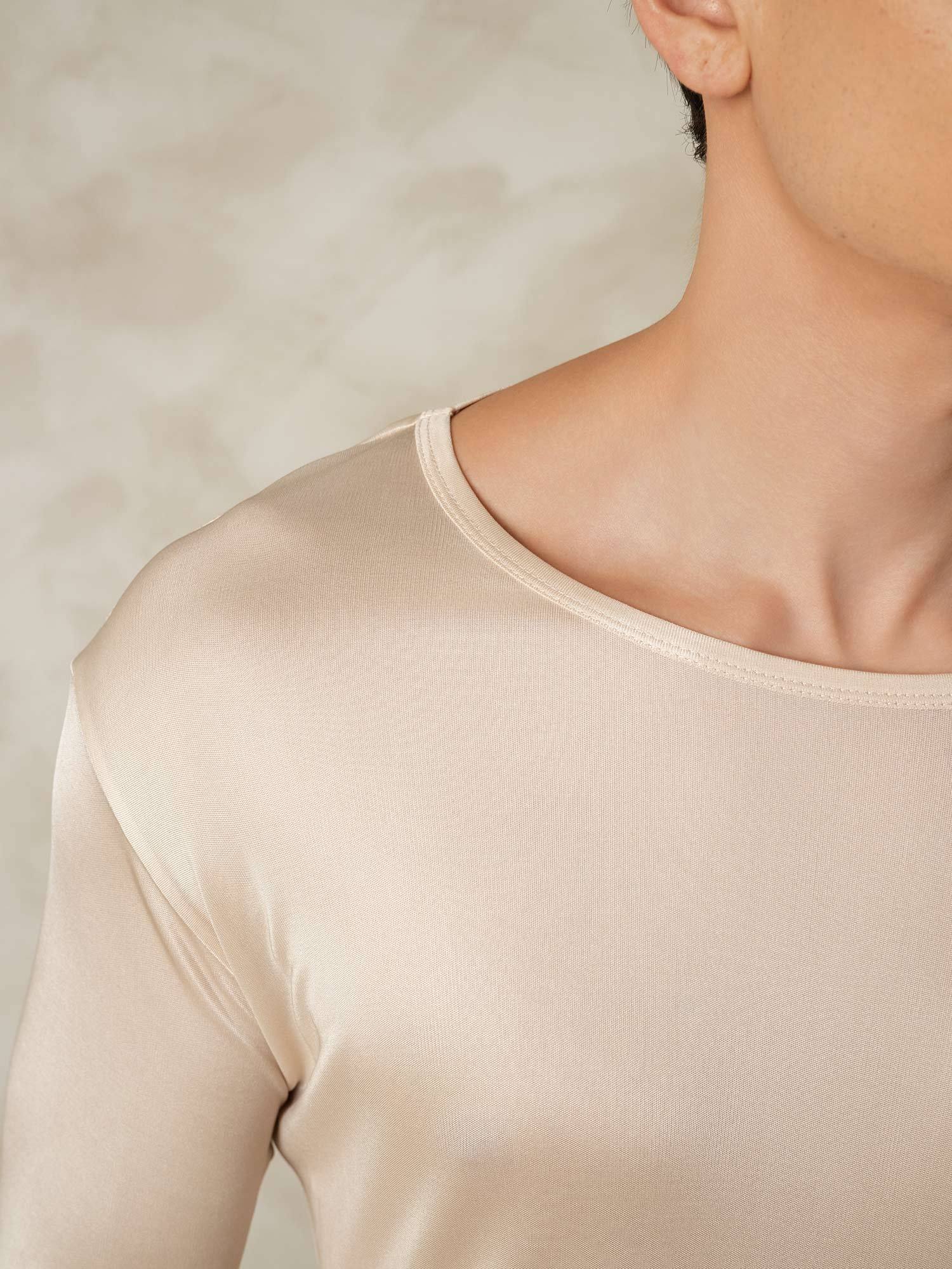 [Tan] SilkSilky-UK Silk Knitted Round Neck Men's Pyjamas 005