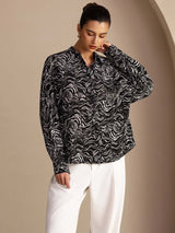 [Black Wave] SilkSilky-UK Long Sleeve Lapel Collar Women's Shirt 003