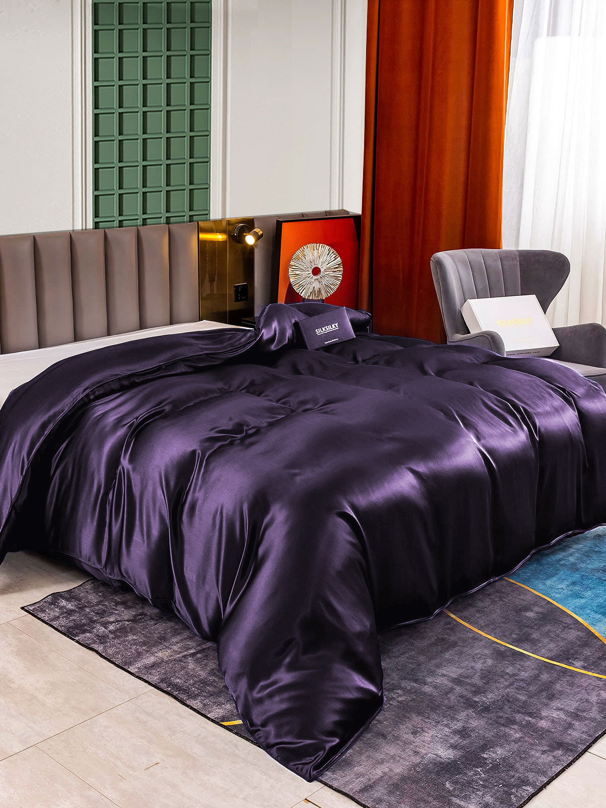 [Deep Purple] SilkSilky-UK 22Momme Pure Silk Duvet Cover 002,