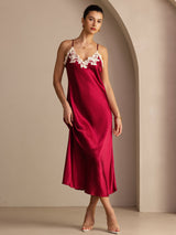 [Wine] SilkSilky-UK Spaghetti Strap V Neck Dress 001