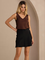 [Coffee] SilkSilky-UK Sleeveless V Neck Camisole 003