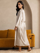 [Beige] SilkSilky-UK Long Sleeve Women's Dressing Gown 002