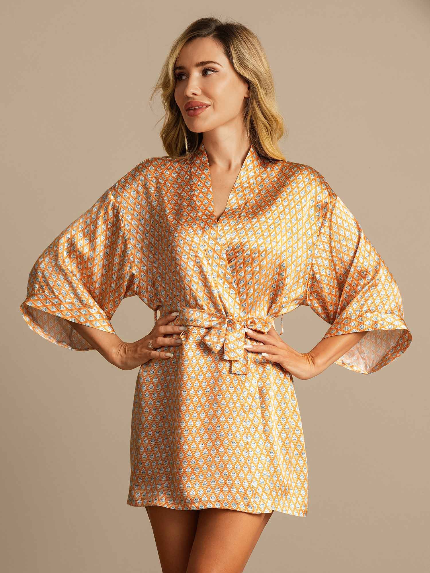 [Floral] SilkSilky-UK Pure Silk Womens Robe 001,