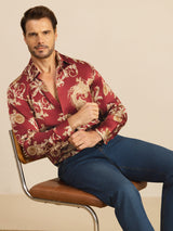 [Wine Dragon] SilkSilky-UK Long Sleeve Lapel Collar Men's Shirt 006