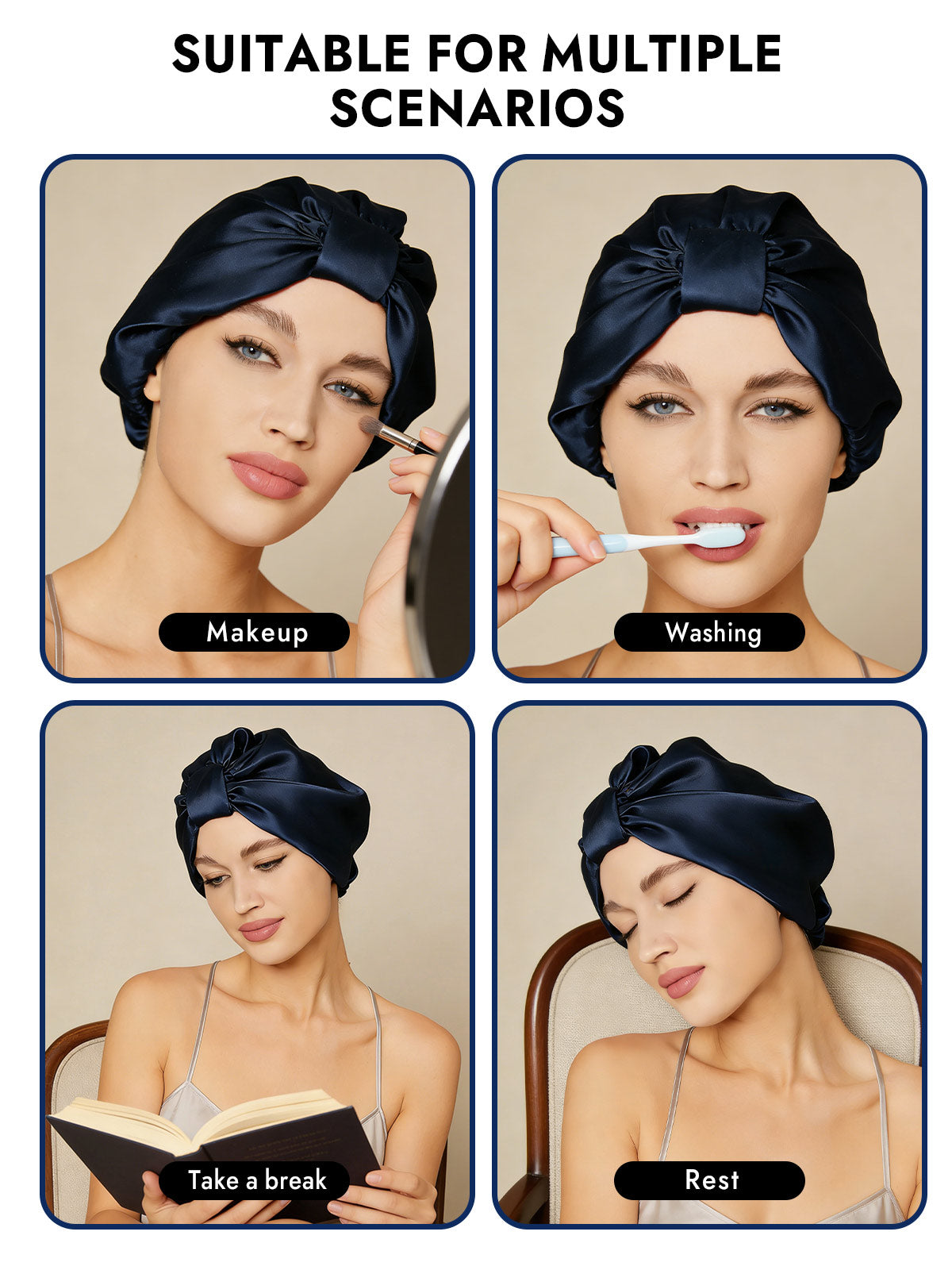 [Dark Blue] SilkSilky-UK Sleep Cap 006