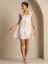[Pink] SilkSilky-UK Sleeveless Square Neck Nightdress 007