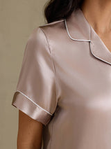 [Shadow Gray] SilkSilky-UK Short Sleeve Lapel Collar Women's Pyjamas 005