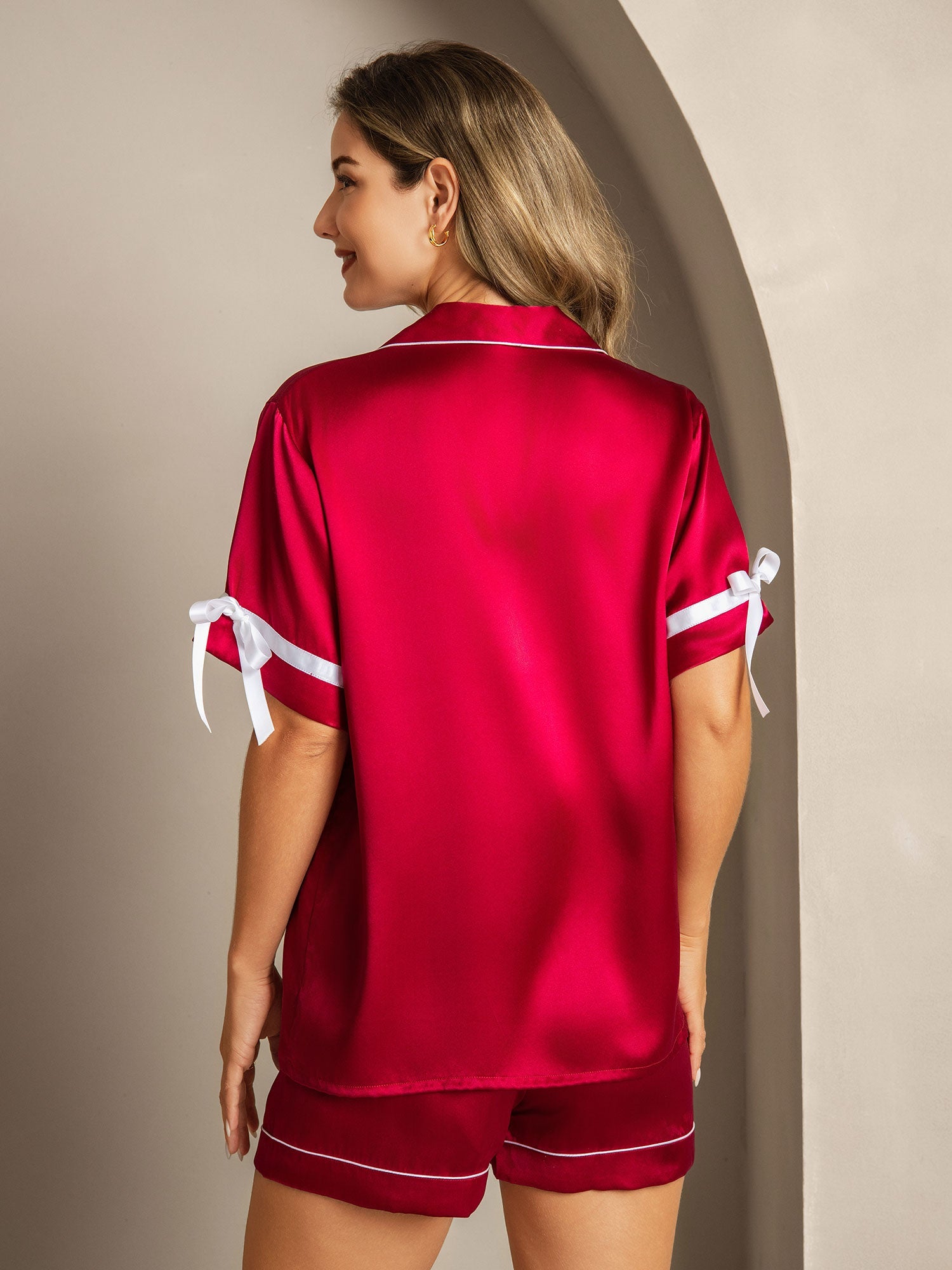 [Wine] SilkSilky-UK Pure Silk Womens Pajamas 002,