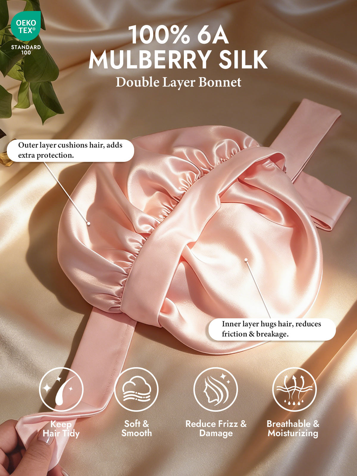 [Light Pink] SilkSilky-UK Sleep Cap 002