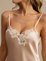 [Pink] SilkSilky-UK Spaghetti Strap V Neck Nightdress 004