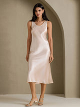 [Beige] SilkSilky-UK Sleeveless Dress 006