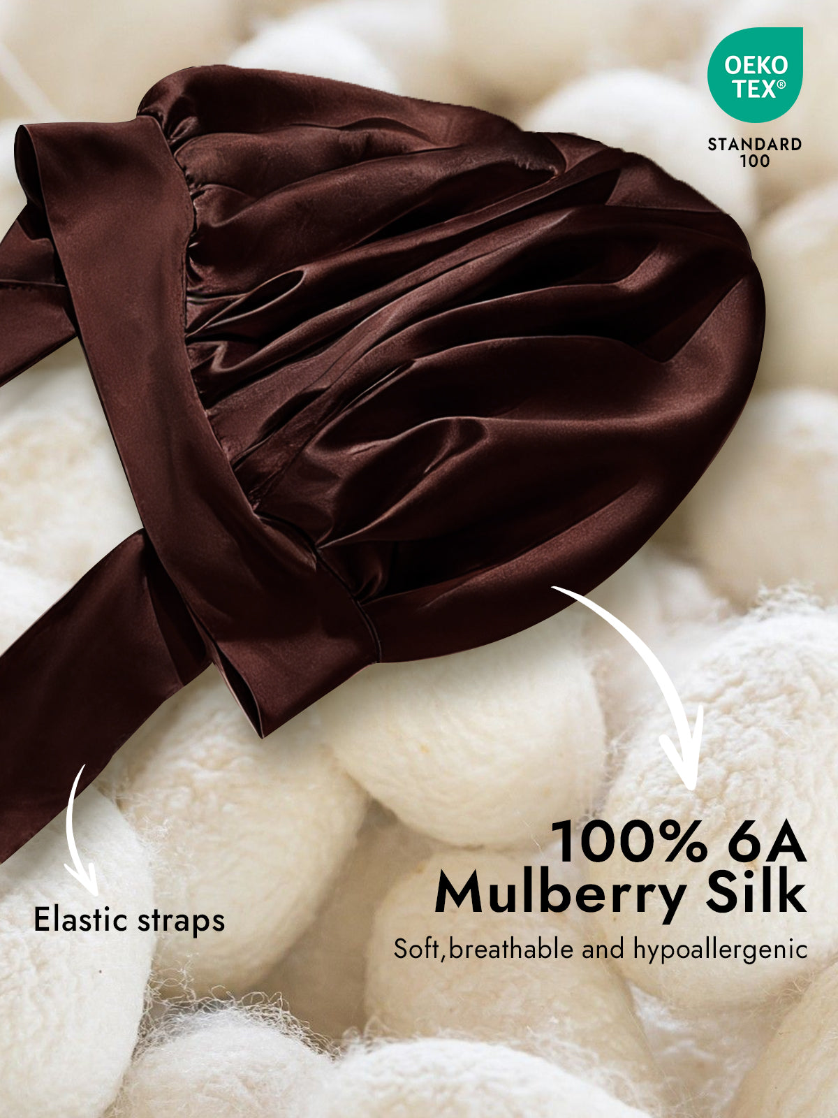 [Coffee] SilkSilky-UK Pure Silk Sleep Cap 002